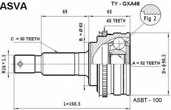 ASVA TY-GXA48 Joint Kit, drive shaft